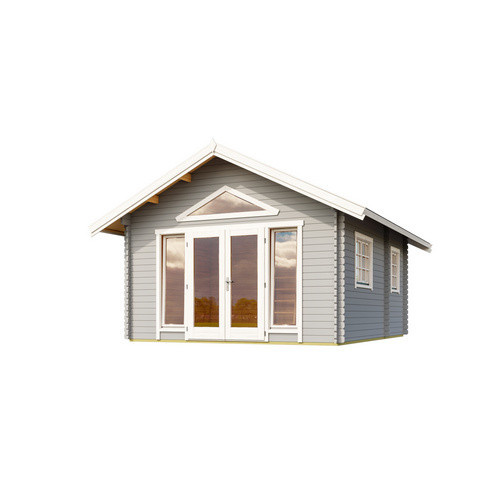 Lasita Gartenhaus Caroline Maja in Lichtgrau mit Satteldach, B/H/T: 489,9 x 330,6 x 675 cm - Bild 3