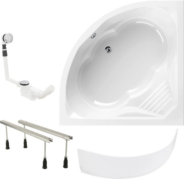 Calmwaters Eckbadewanne Curved Wellness in Weiß inklusive Schürze, Wannenfüße und Ablaufgarnitur B/T: 150 x 150 cm - Bild 1