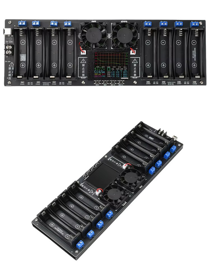 Voktta 4/8-Kanal Batteriekapazitätstester für 18650/21700 Akkus mit Farbbildschirm und automatischem Lade- und Entlademodul in Schwarz - Bild 6