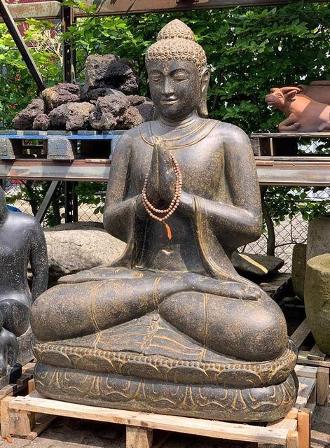 Frostfeste Buddha Figur XXL Sitzend in Anthrazit-Rost, Höhe: 150 cm - Bild 1