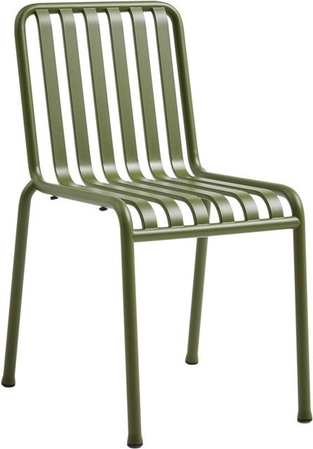 HAY Palissade Chair aus lackiertem Stahl in Grün mit Streifenoptik und Stapelfunktion - Bild 1
