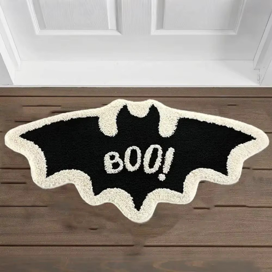 VIKAMA Halloween Fledermaus Bodenmatte aus Fleece, rutschfest und weich, Schwarz, B: 60 cm, T: 40 cm - Bild 4