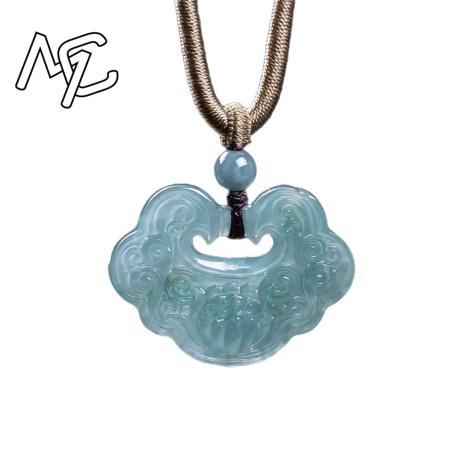 Anhänger Jade, Blaues Wasser Lotus Ruyi, Unisex - Bild 2