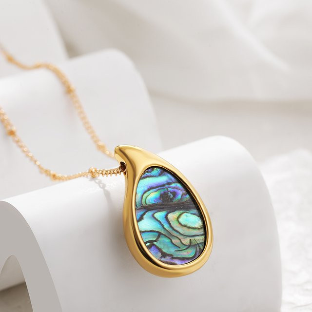 amofa Halskette, Abalone Muschel, Edelstahl, Gold, Unisex - Bild 1