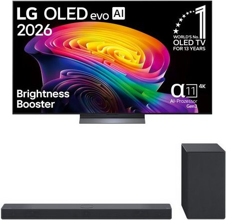 LG OLED evo AI TV OLED65C68LA 164 cm (65 Zoll) 4K Ultra HD Smart-TV in Schwarz inklusive DSC9S.DDEULLM Soundbar und Subwoofer mit HDR und 120 Hz - Bild 1