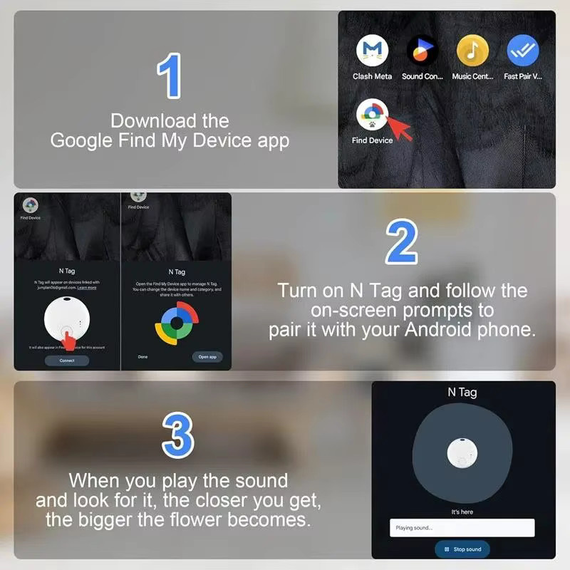 Peocke Android Air Tracker Tag Smart Bluetooth-Tracker in Schwarz kompatibel mit Google Find My Device App zum Finden von Schlüsseln und Gegenständen - Bild 6