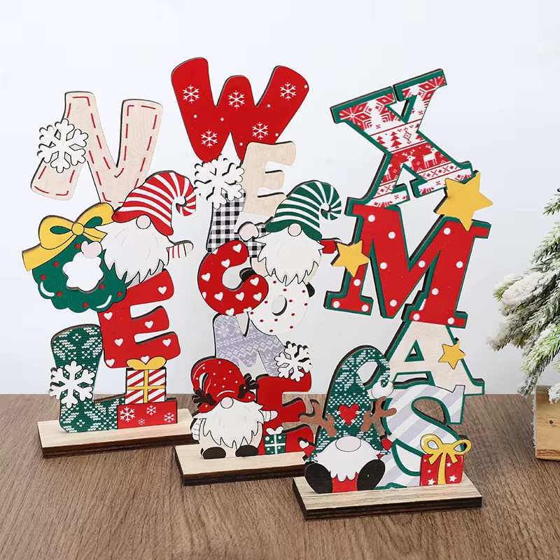CYZIWEIN Weihnachts Gnome aus Holz als Tischdekoration mit Willkommen-Schriftzug, Multicolor - Bild 2