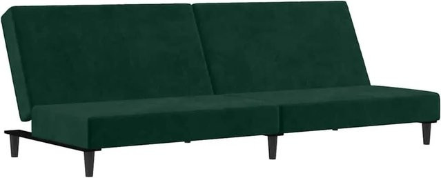 vidaXL Schlafsofa 2-Sitzer Click-Clack aus Samt in Dunkelgrün mit Massivholzrahmen - Bild 1