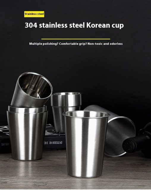 Edelstahl Becher von QIEYUE in Silber für Bier, Saft, Kaffee und kalte Getränke - Bild 1