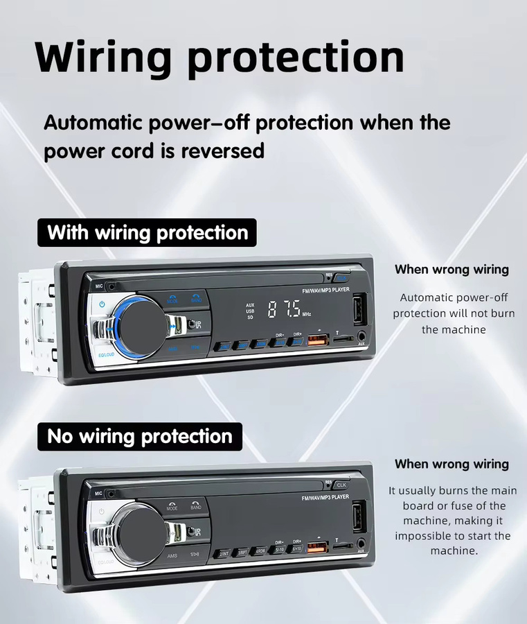 BQCC Autoradio-Stereo-Player JSD-530 in Schwarz mit Bluetooth, MP3, FM-Radio, USB, SD und AUX-Eingang - Bild 3