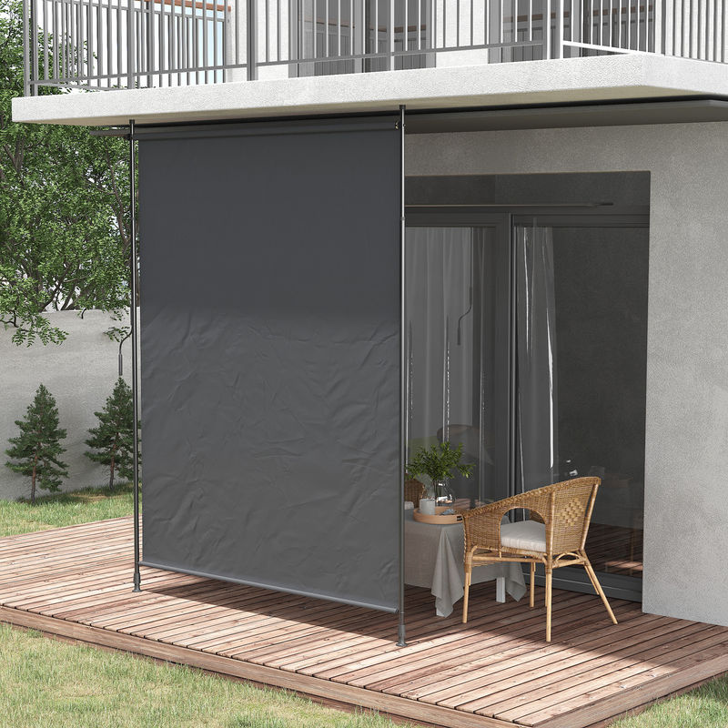 Outsunny Senkrechtmarkise grau aus Aluminium mit verstellbarem Sonnenschutz für Terrasse und Balkon, B/H: 200 x 292 cm - Bild 2