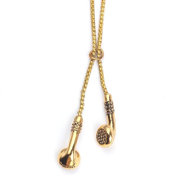 YIRAN Anhänger Musik Headset, Kupfer, Gold, Unisex - Bild 1
