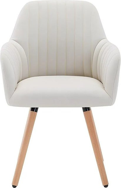 Vente-unique Eleana Stuhl in Creme mit Stoffbezug und Metallgestell - Bild 1