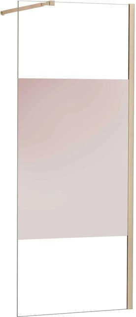 AICA Walk-in Duschwand mit Stabilisierungsstange, Glas: 8 mm Nano Glas mit Milchstreifen, Farbe: Transparent, B: 110 cm, H: 200 cm - Bild 1
