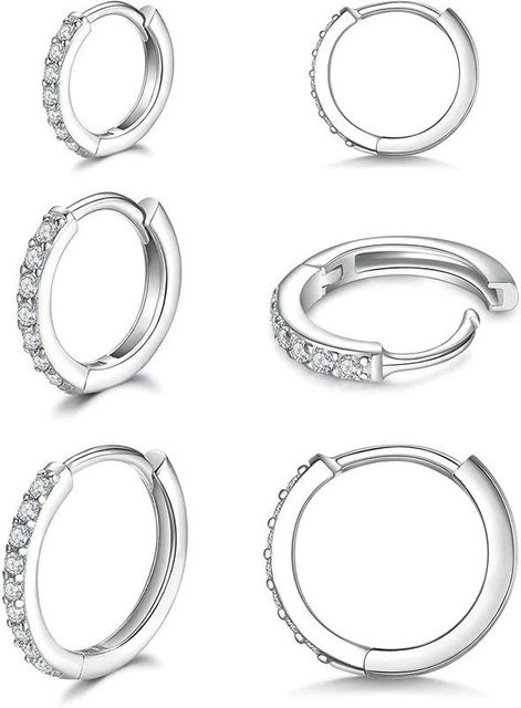Creolen 925 Silber, Zirkonia, 12mm, Unisex - Bild 1