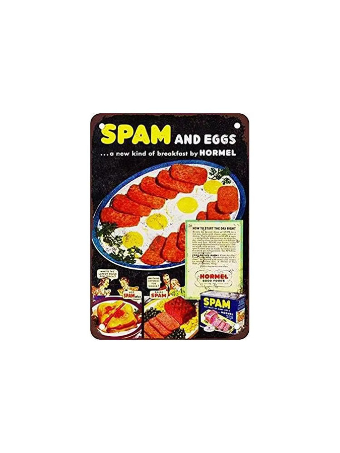 PaBoe Metall-Blechschild Hormel Spam und Eier im Vintage-Look als Wanddekoration, Mehrfarbig, Rechteckig - Bild 2