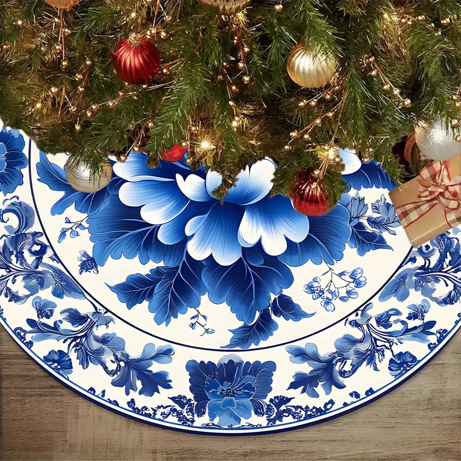VIKAMA Weihnachtsbaumrock mit Porzellanmuster in Blau und Weiß für deine Weihnachtsdekoration - Bild 4