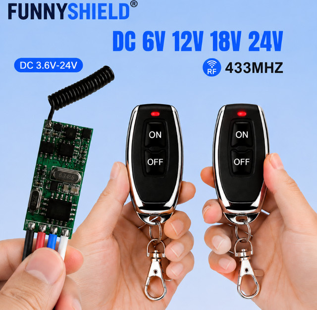 FUNNYSHIELD 433MHz RF-Relais-Empfänger Mikro-Empfängermodul Controller Schalter für 12V 24V Drahtlose Fernbedienung - Bild 1