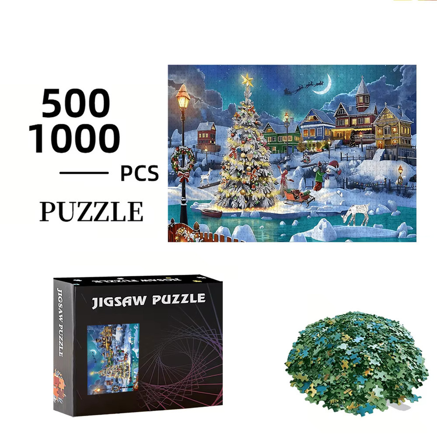 AZNM Weihnachtsbaum- und Haus-Puzzlespiel, Natur, Bunt / Mehrfarbig, Pappe / Karton - Bild 2