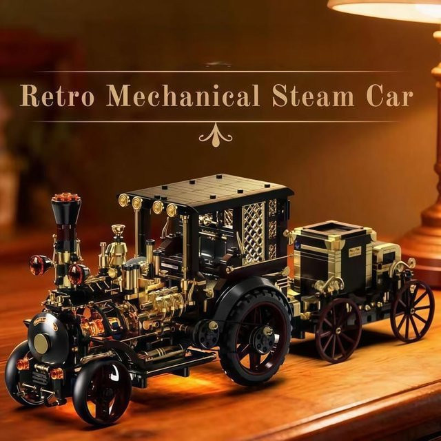 Vintage Dampfmaschinenwagen Bausatz, ab 6 Jahren - Bild 1