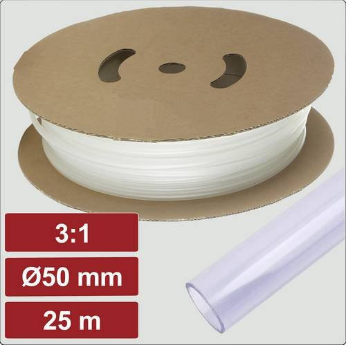 Electronic Garage EG25CA105 Schrumpfschlauch mit Kleber Transparent, Durchmesser: 50 mm, Schrumpfrate 3:1, 25 m - Bild 1
