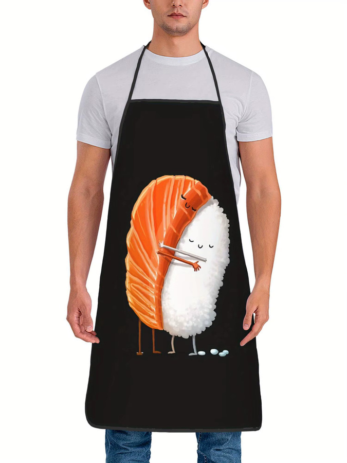 Sushi Hug Schürze im Vintage-Stil mit Sushi-Design in Schwarz - Bild 2