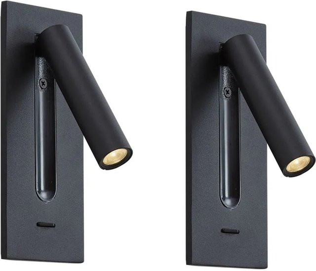 QAZQA 2er Set Moderne LED Wandleuchten in Schwarz mit warmweißem Licht - Bild 1