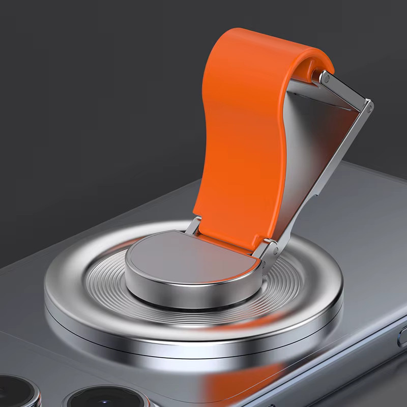 Magnetischer Telefonhalter mit 360-Grad-Drehung und Fingerringständer für iPhone und Samsung in Orange - Bild 2