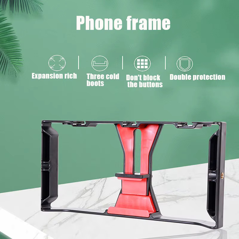 Videokamera Käfig Stabilisator Halterung Handheld Film Rig für Vlog und Telefon in Schwarz - Bild 1