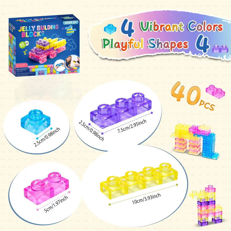 RUIYOROT Quetschspielzeug, Jelly-Bausteine, 40-teiliges Set, ab 3 Jahren - Bild 5