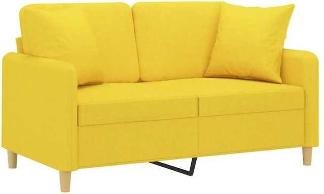 vidaXL 2-Sitzer-Sofa in Hellgelb mit Zierkissen, modernes Design aus Stoff und Metallrahmen, Breite: 138 cm, Tiefe: 80 cm, Höhe: 77 cm - Bild 1