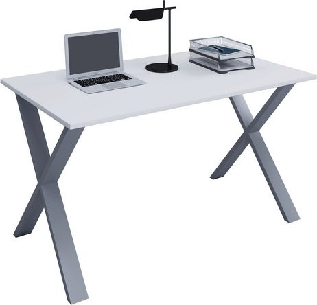 VCM Schreibtisch Lona in Weiss mit Metallfüßen, B/T/H: 140 x 50 x 76 cm - Bild 1