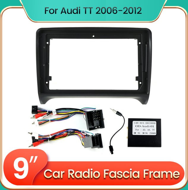 STRONGNAVI Android Radio Einbaurahmen mit Canbus Decoder Kit für Audi TT MK2 8J 2006-2012, Schwarz - Bild 1