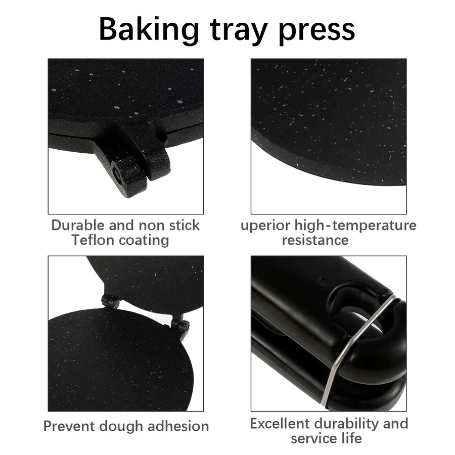 Willstar Tortilla-Presse aus Aluminium mit antihaftbeschichteter Oberfläche und Bakelit-Griff in Schwarz, rund - Bild 2