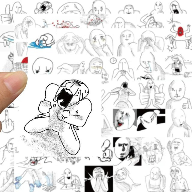 62 Stück Lustige Cartoon Aufkleber mit Emotionaler Nervenzusammenbruch Motiv in Multicolour für Laptop, Telefon und Skateboard - Bild 1