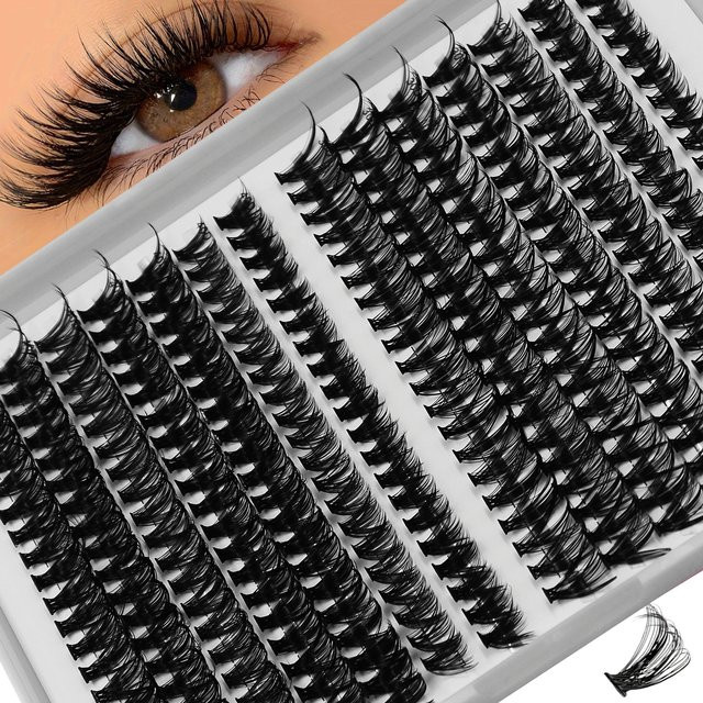 JIEFUXIN Cluster Wimpern, 280 Stück, Schwarz, 9-15mm, Unisex - Bild 1