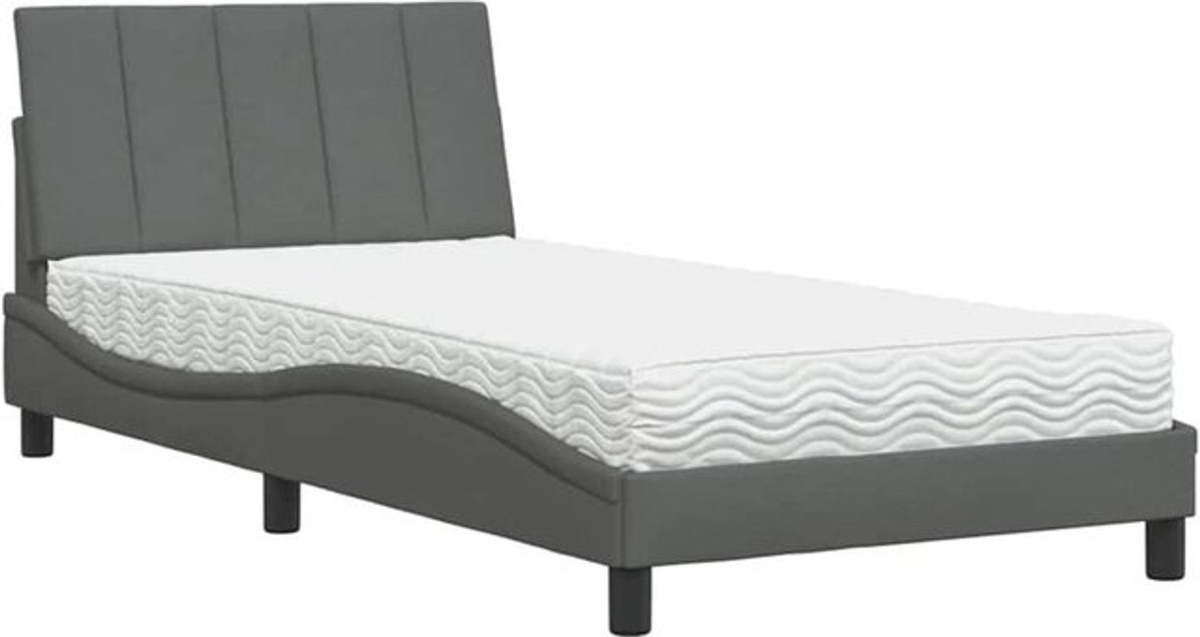 Polsterbett Hanko von Vidaxl mit Matratze in Dunkelgrau, Modernes Stoffbett aus Polyester und Metall, B/T: 100 x 200 cm - Bild 1