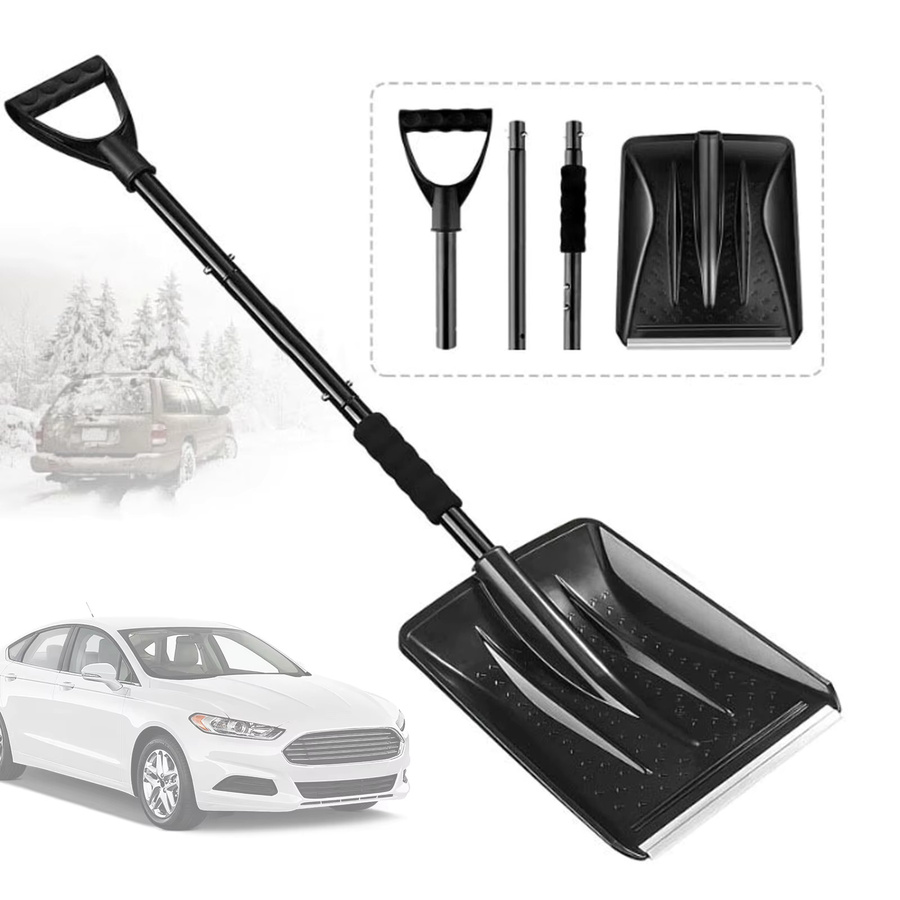 Alloet Notfall-Schneeschaufel mit rotierender Funktion in Schwarz für Auto, Garten und Camping - Bild 2
