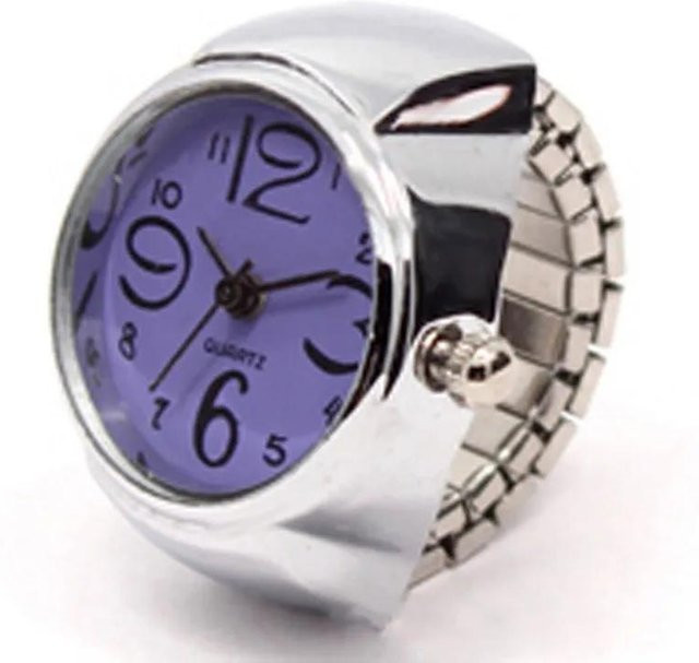 Ring-Uhr Vintage, Metall, Silber, Quarzuhr, Damen und Herren - Bild 1