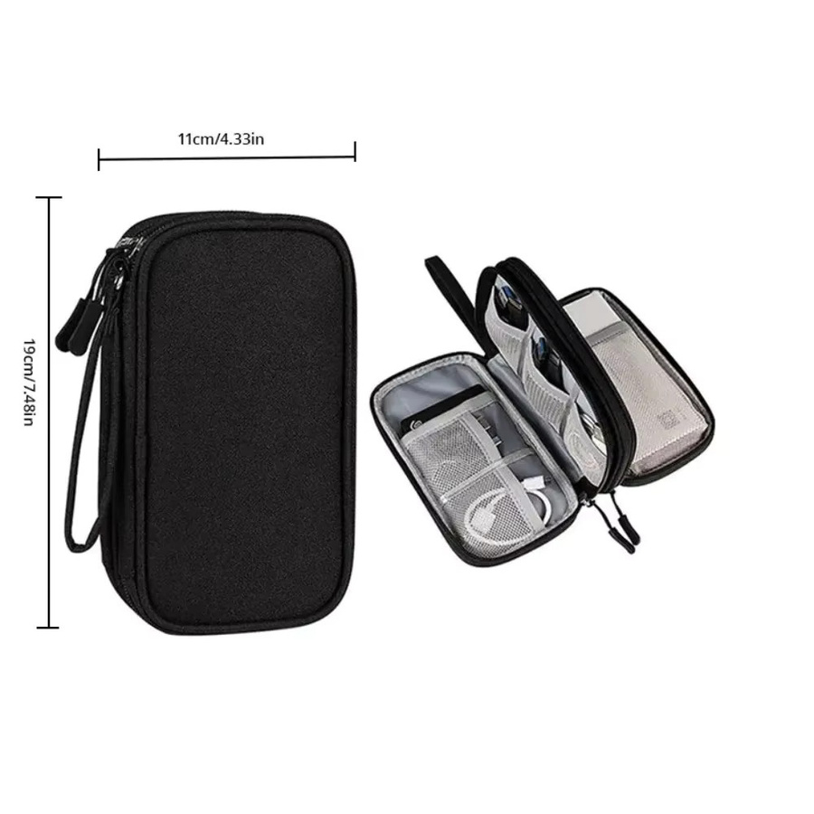 XMSJ Tragbare Elektronik-Organizer-Reisetasche in Blau, wasserdichte doppellagige Tasche für digitales Zubehör, Kabel und Powerbanks - Bild 3