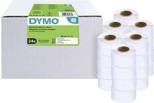 Dymo Adressetiketten Weiß aus Papier, 24 Rollen mit je 130 Stück, B: 8,9 cm, H: 2,8 cm, permanent haftend - Bild 1
