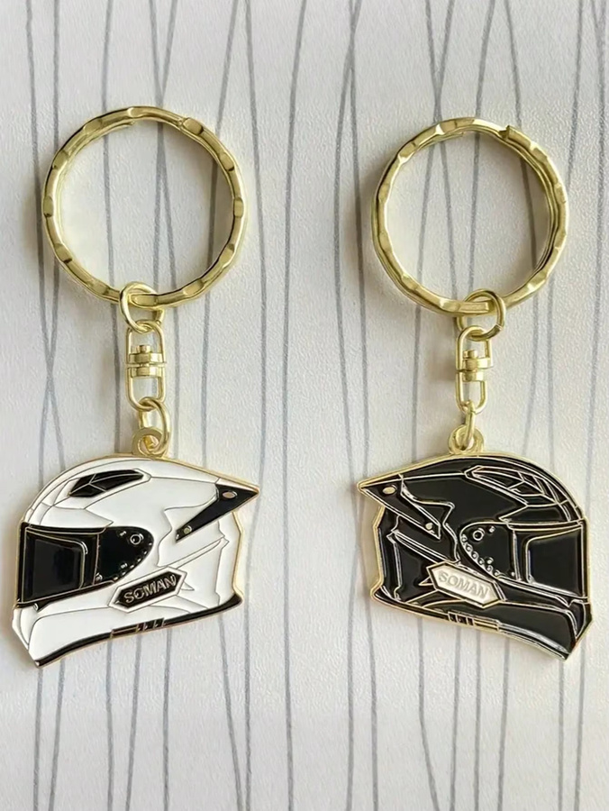 Motorradhelm-Schlüsselanhänger, Metalldesign, Unisex - Bild 2