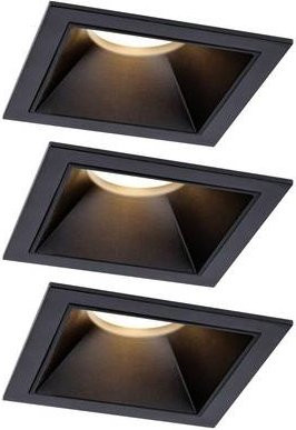 Paulmann Cole LED-Einbauleuchte 3er Set, Schwarz, quadratisch, dimmbar, warmweiß, 18W - Bild 1