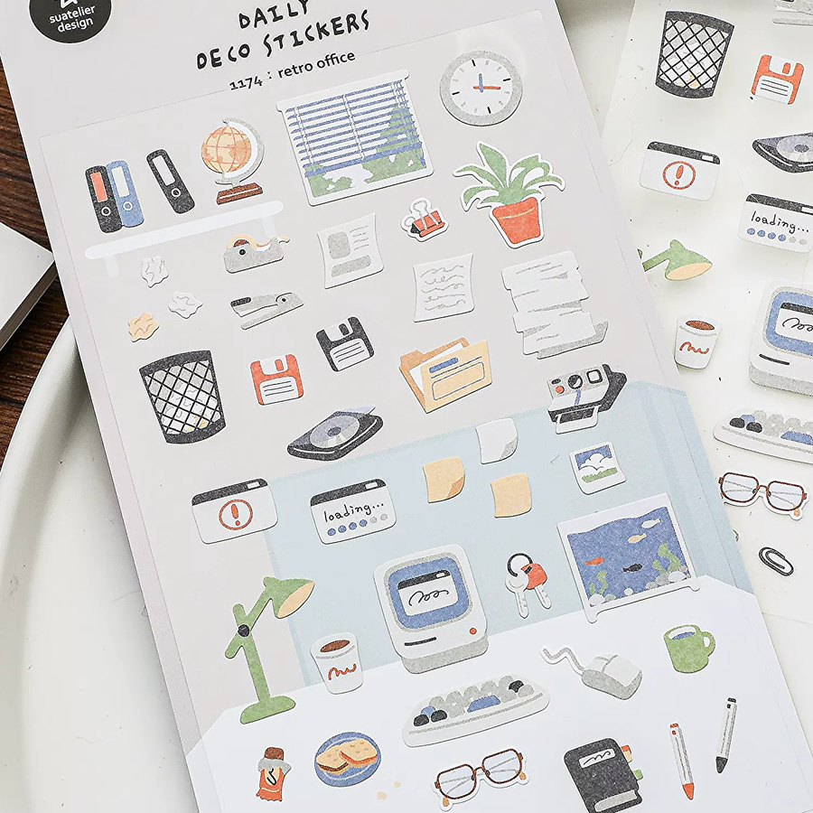 Suatelier Retro Büro-Papieraufkleber für Scrapbooking und DIY Journaling, Multicolour - Bild 2