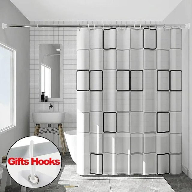 Wasserdichter und schimmelresistenter Duschvorhang von Beautiful Home Decoration aus PE EVA in Transparent, inklusive Haken, B: 100 cm, H: 200 cm - Bild 1