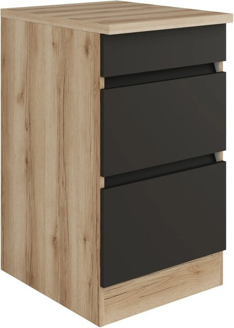 Optifit Küchen-Unterschrank Noah420 mit Auszügen, Anthrazit und WildEiche NB, B/T/H: 50 x 60 x 88 cm - Bild 1