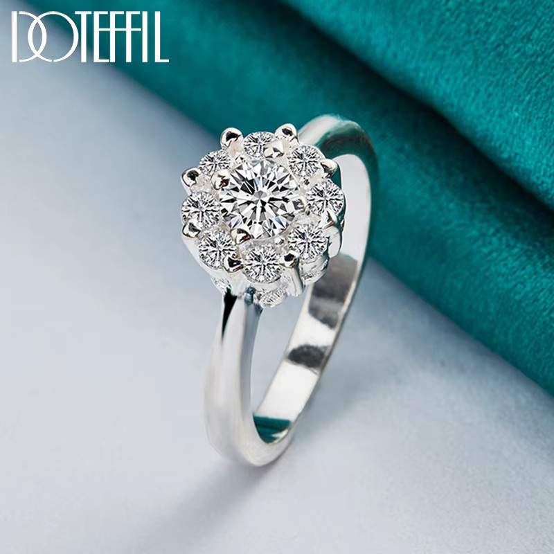 DOTEFFIL Ring, Blume, Zirkon, Silber Farbe, Unisex - Bild 4