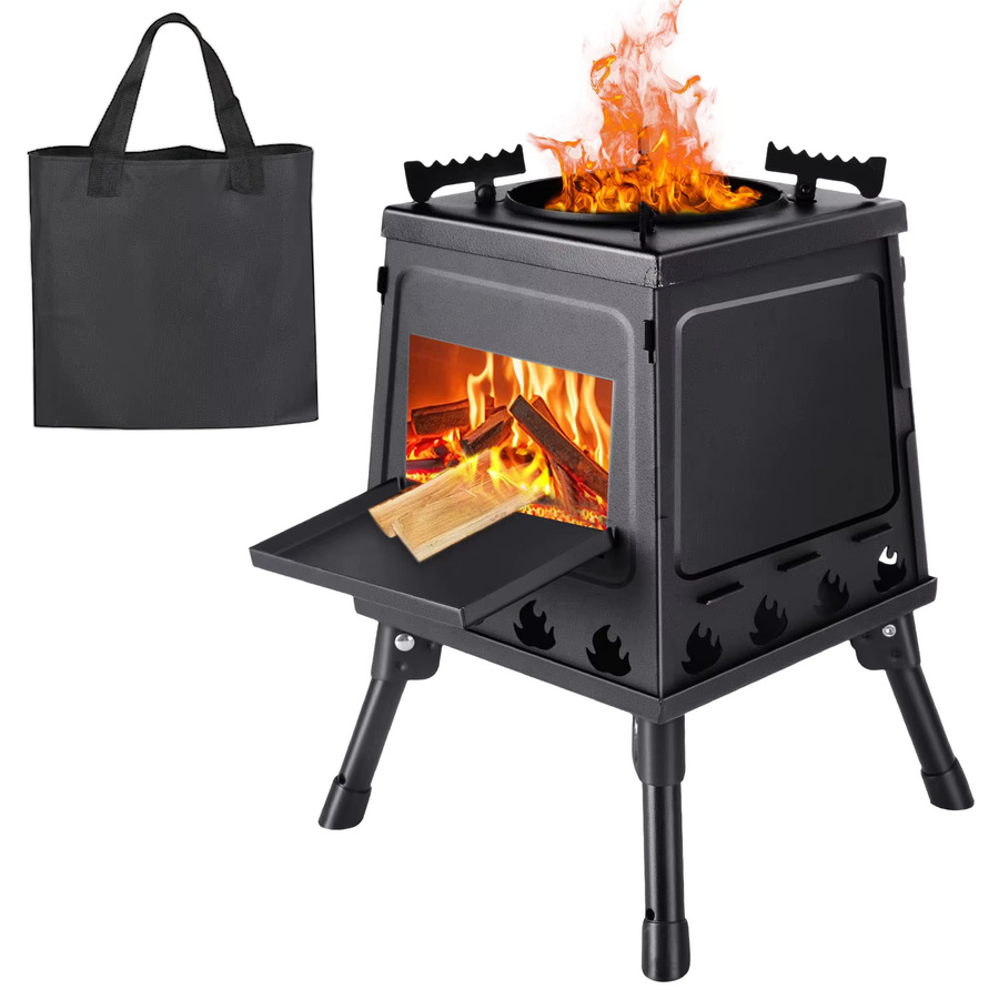 HGTUGO Tragbarer Holzofen aus Holz in Schwarz für Camping, Picknick und Grillen im Freien - Bild 2
