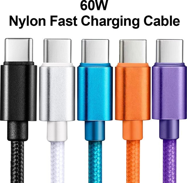 VBNM USB-C zu USB-C Schnellladekabel 60W aus geflochtenem Nylon in Schwarz - Bild 1
