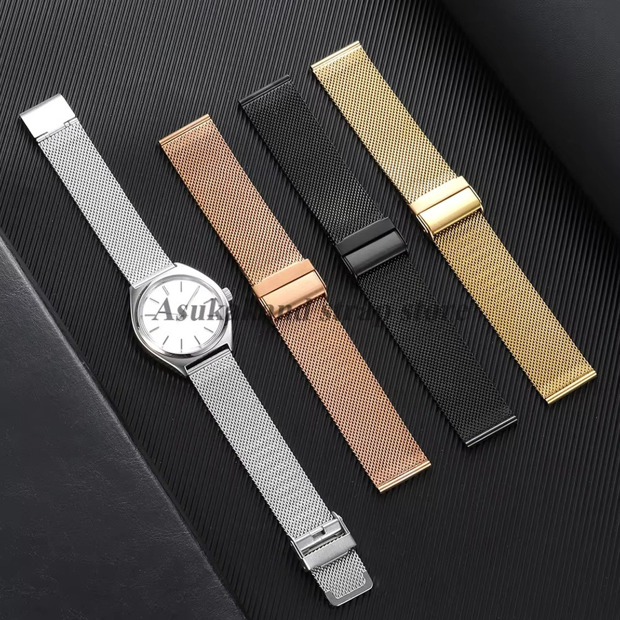 asukaband Uhrenarmband Edelstahl, Mesh Milanese, Silber, Unisex - Bild 5